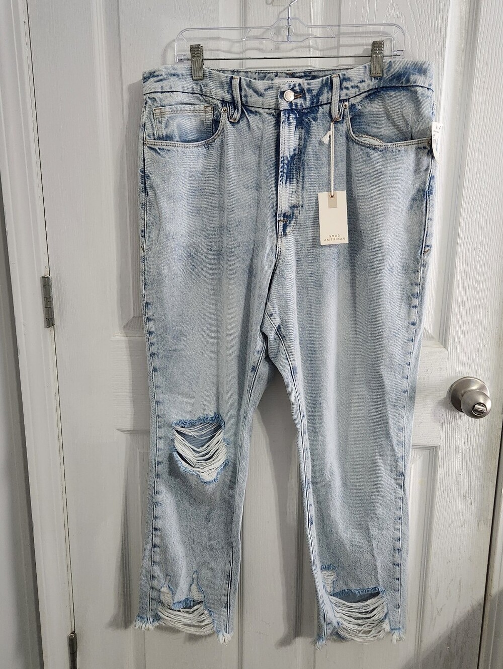 NWT good american high rise good classic distressed jeans women size 15 grunge